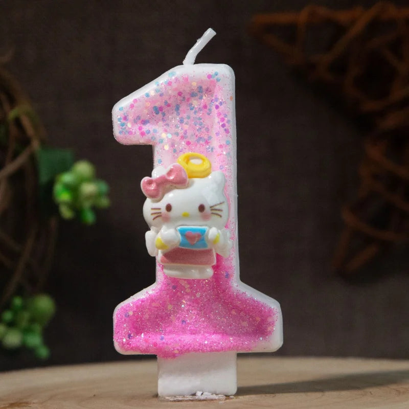 Hello Kitty 0-9 Number Birthday Candles Pink Cartoon Cake Topper Decorations Student Birthday Party Supplies Qme