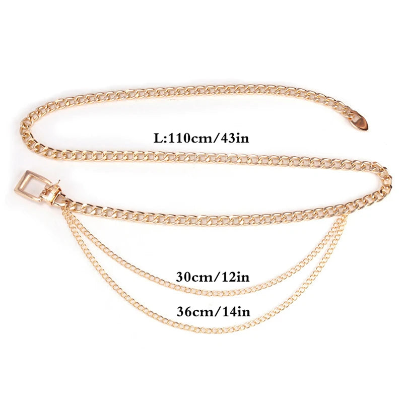 Multi Layer Metal Chain Belts Women Waistbands Long Tassel Waist Qme