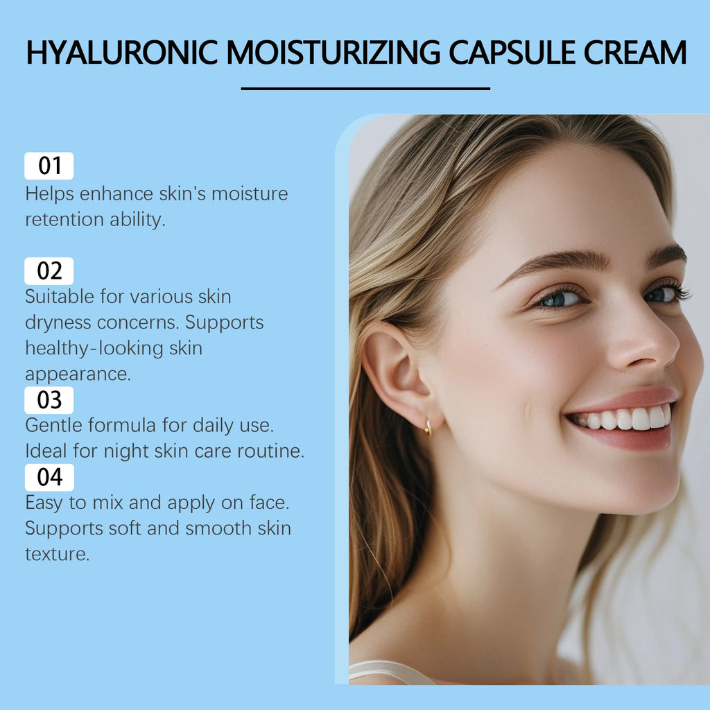 Hyaluronic Acid Moisturizing Capsule Cream Deep Hydration Skin Soothing Improves Texture Barrier Two-Component Moisturizer Qme