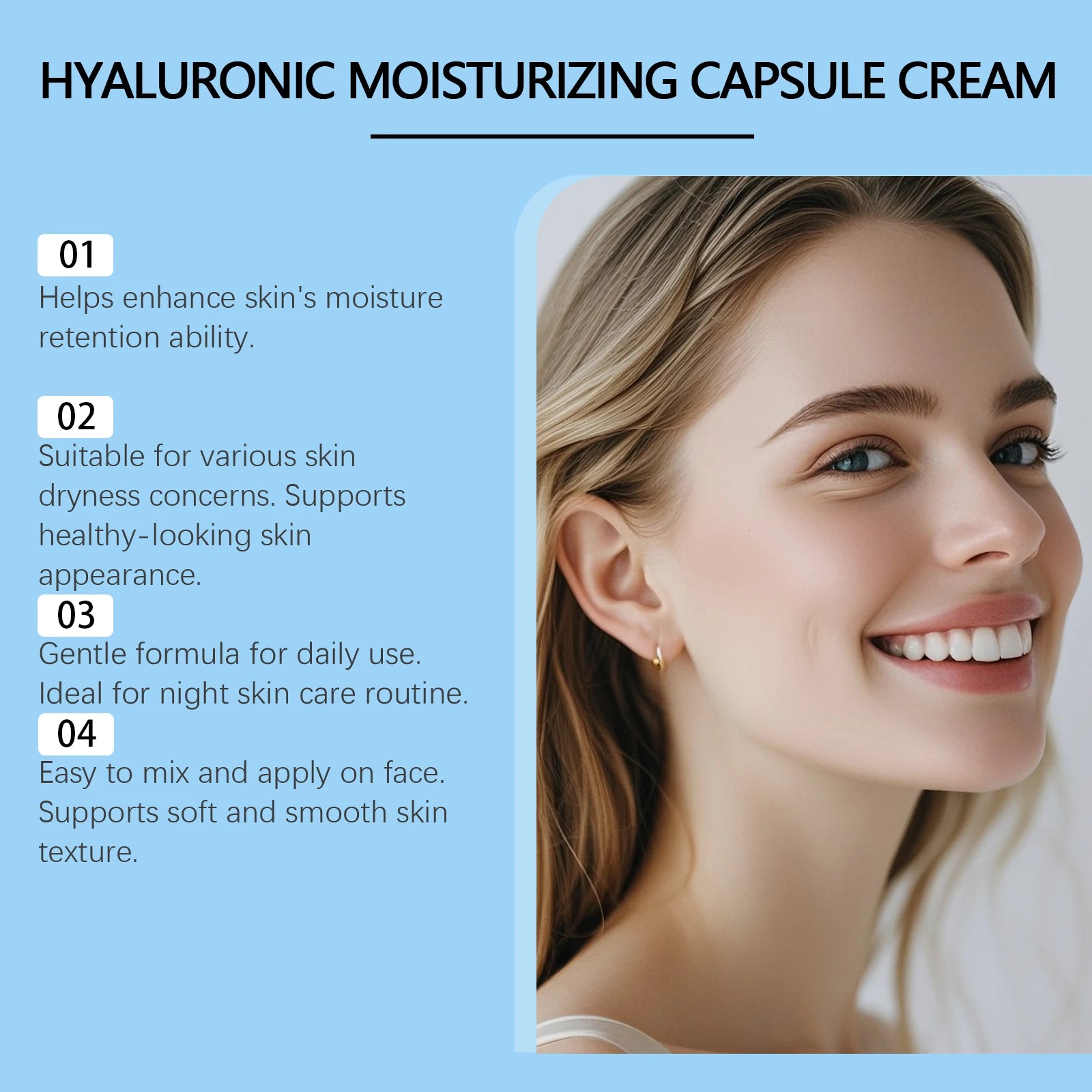 Hyaluronic Acid Moisturizing Capsule Cream Deep Hydration Skin Soothing Improves Texture Barrier Two-Component Moisturizer Qme