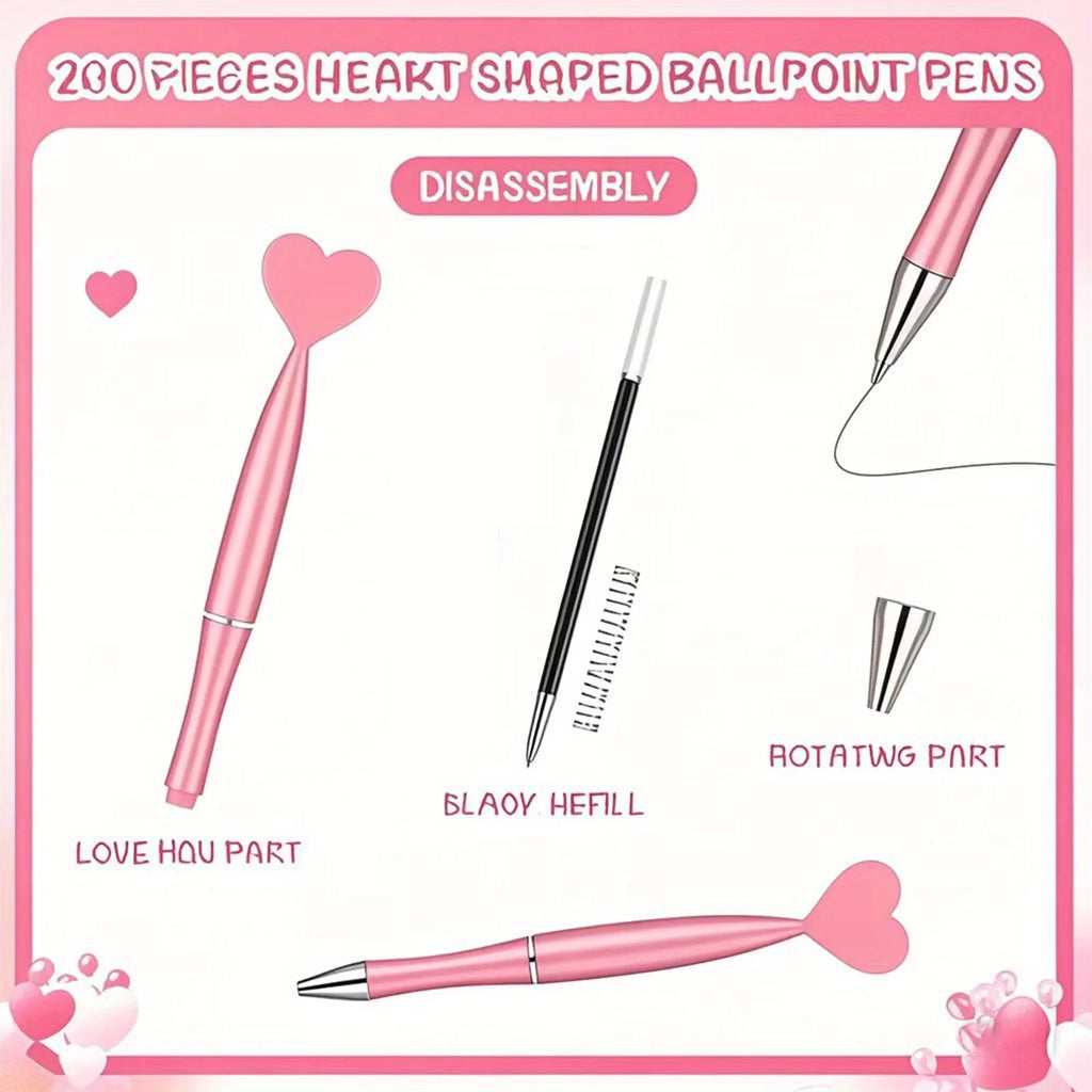 Valentine's Day Party Pen Black Gel Ink Red Heart Ball Pen Suitable for Children and Adults Office School Christmas Qme