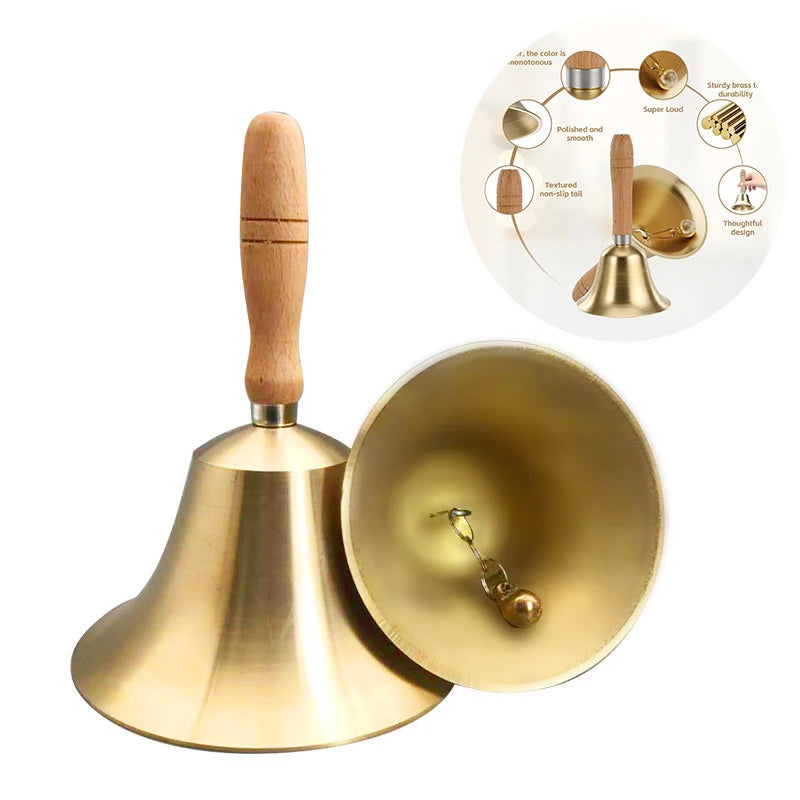 Loud Hand Bells Solid Brass Call Seniors Home Animal Training Dinner Qme