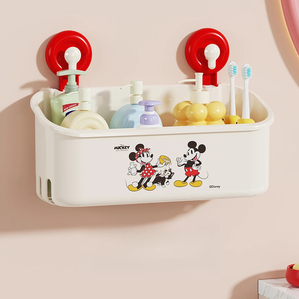 Mickey Dopamine Suction Cup Shelf for Walls—No Drilling Required—Heavy-Duty, Drainable Storage Box for Bathroom Walls Qme 3