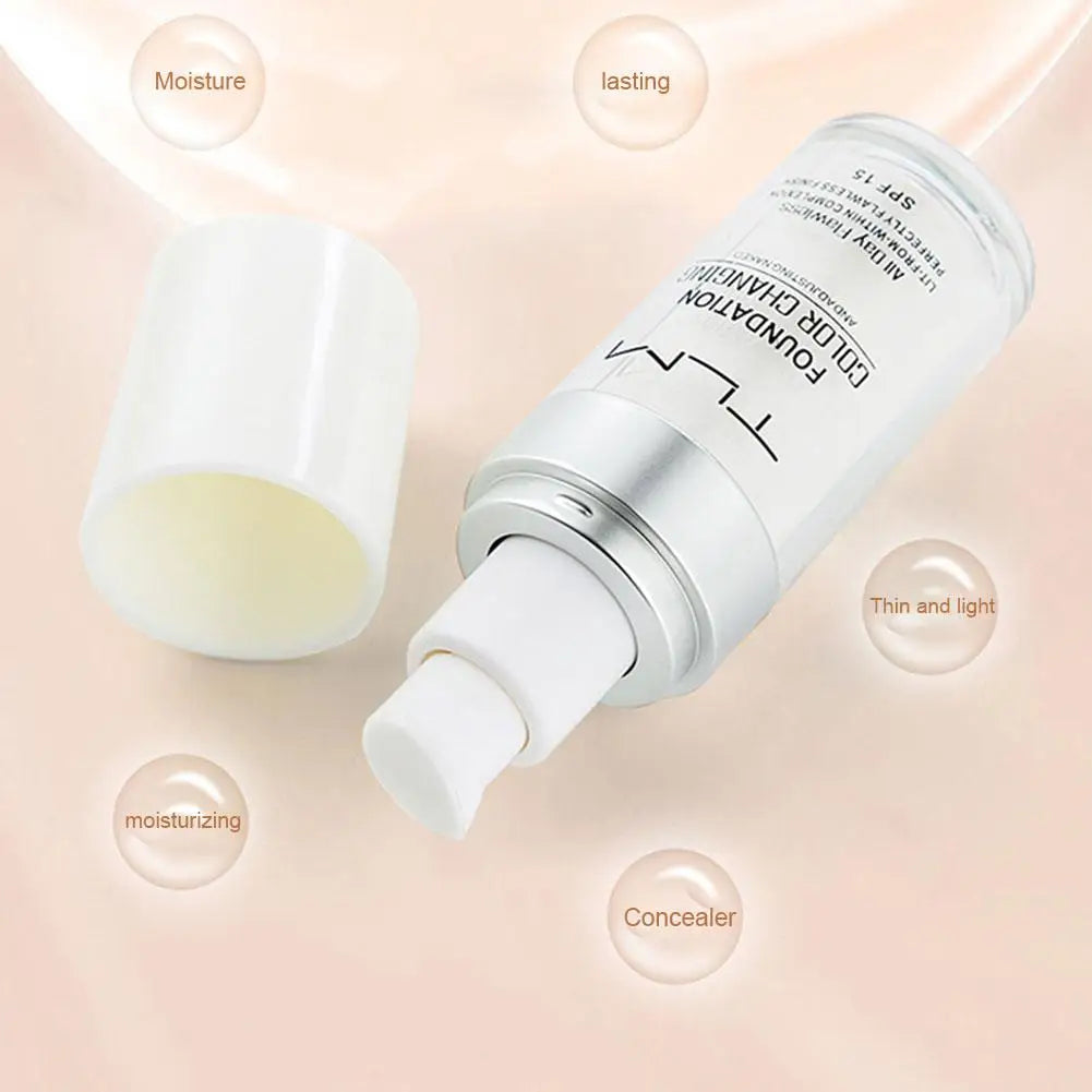 1/2/3PCs Color Changing Foundation, Temperature Liquid Foundation Naturally Blends Moisturizing Foundation Makeup Waterproof Qme