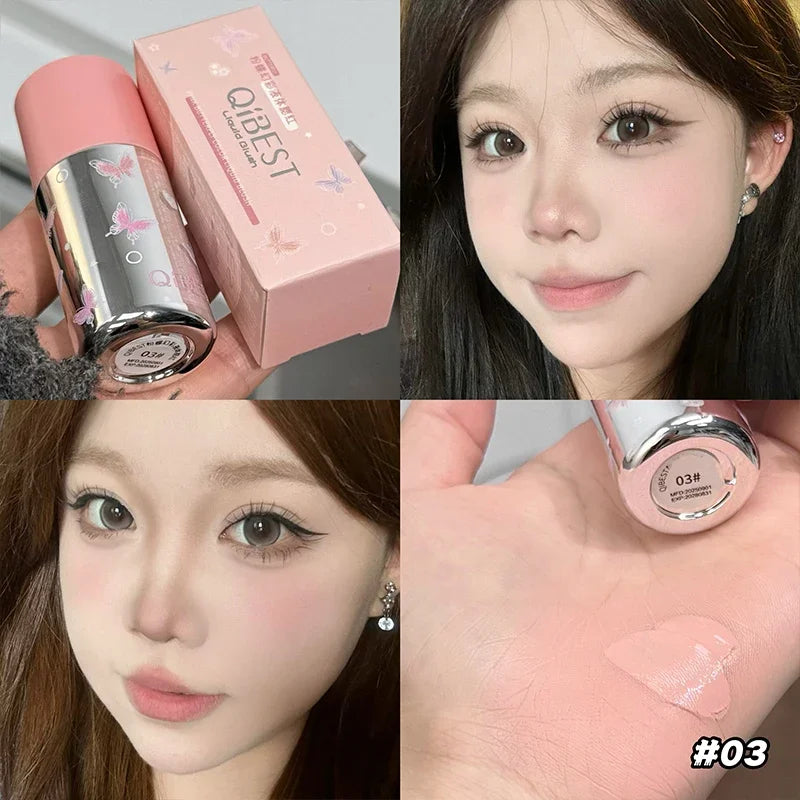Sponge Head Soft Color Liquid Blusher Smooth Cheek Eye Mousse Blush Matte Highlighter Stick Rouge Waterproof Contour Cosmetics Qme 03
