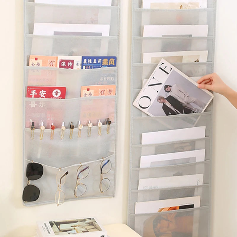 Document Hanging Storage Bag Oxford Cloth Pocket Chart File Folding Qme