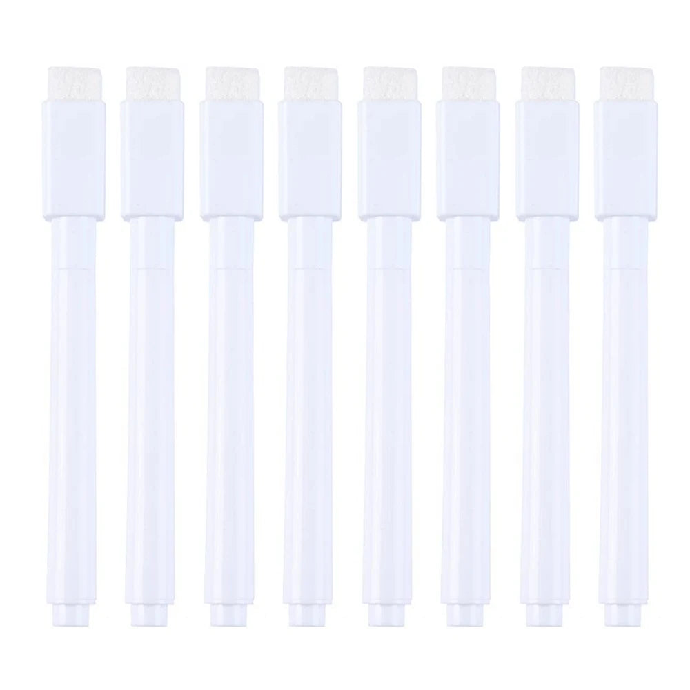 white dry-erase whiteboard markers, with eraser head for easy wiping and smooth writing, suitable for classroom office supplies Qme 8 white