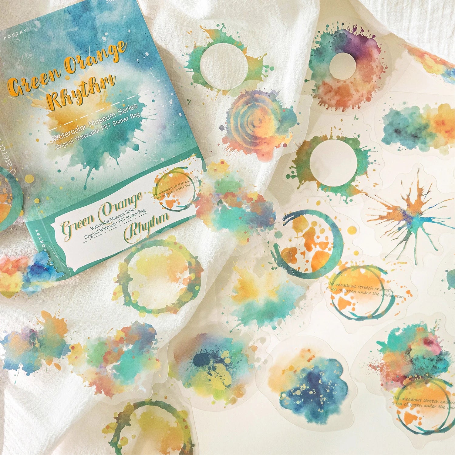 30 pcs Watercolor Trace Pattern PET Sticker Creative Stationery DIY Deco Journal Material Collage hand tent Scrapbook supplies Qme E5