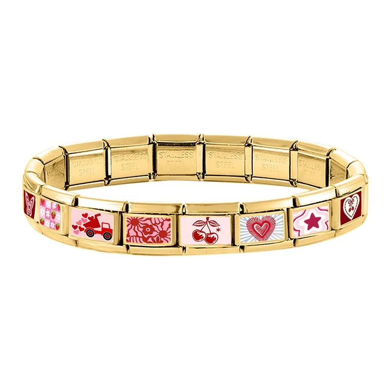 Fashion Personalized DIY Red Color Italian Charm Bracelet Good Luck Black Catd Dogs Bead 9mm Bracelet Stainless Steel Jewelry Qme