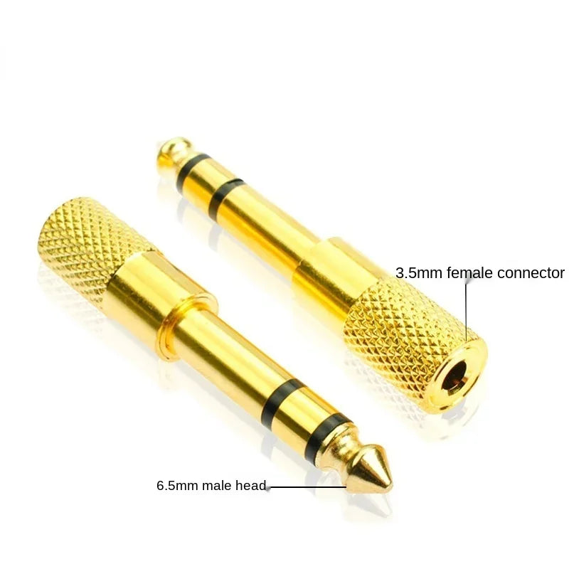 5PC 6.5mm To 3.5mm Adapter Jack Stereo Audio Adaptor for Microphone Headphone AUX Cable Gold Audio Adaptor Qme