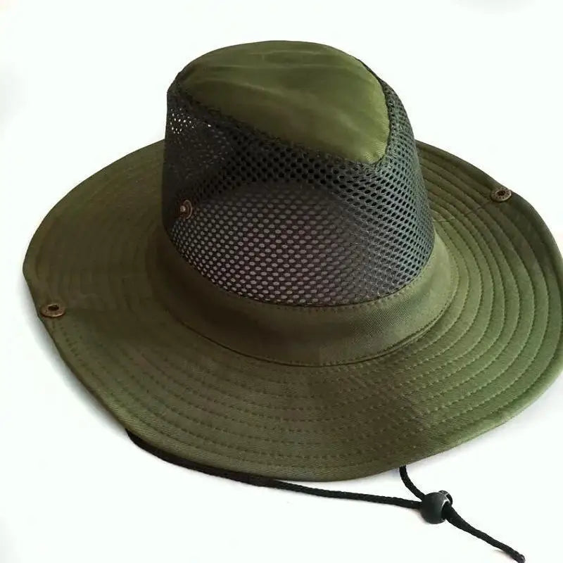 Men's Wide Brim Knight Sun Hat Monochrome Matte Outdoor Fisherman Cap Qme