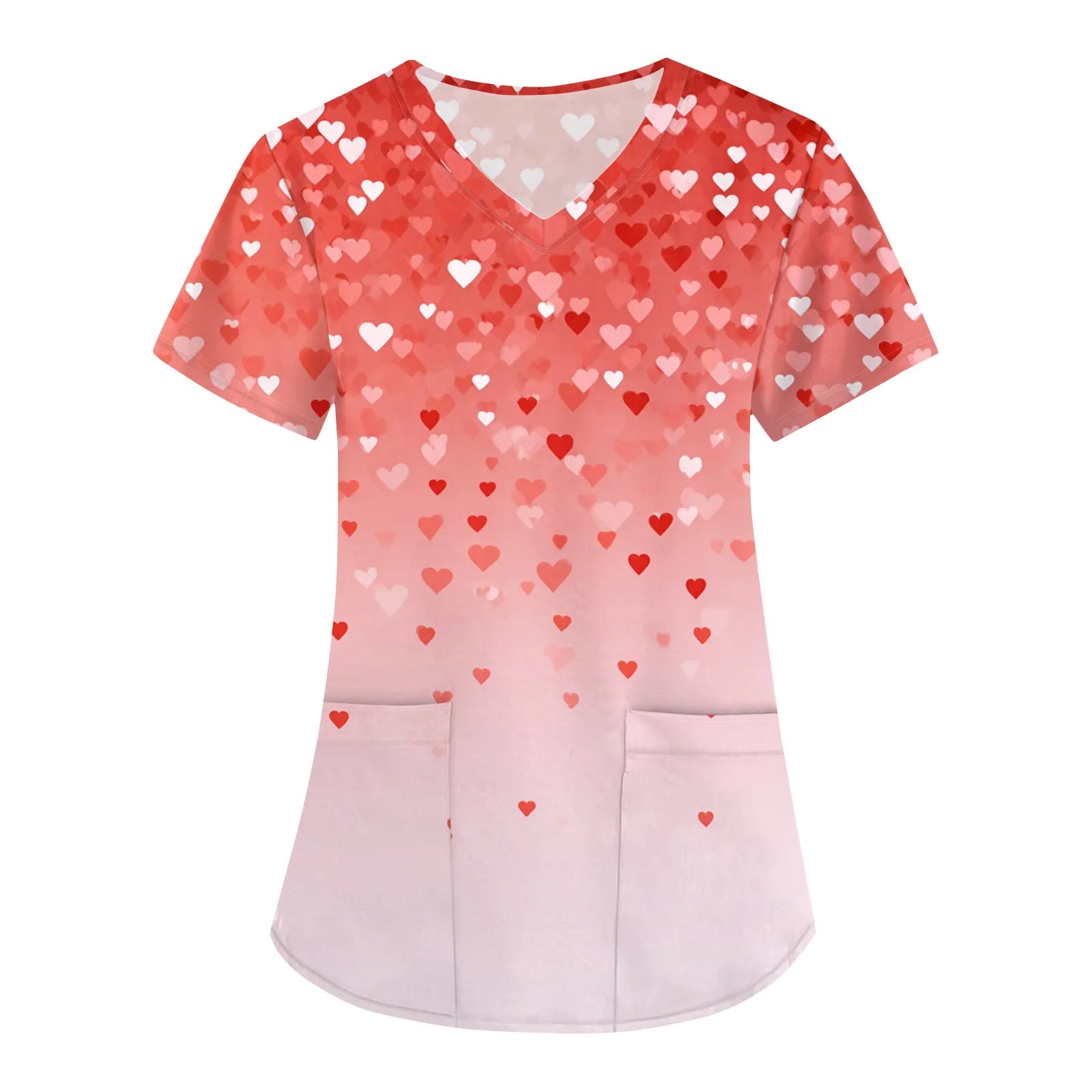Summer Short Sleeve Medical Scrubs Clothes Pharmacy Beauty Salon Workwear Nurse Uniform Hospital Doctor Dental Surgery Work Top Qme Vermilion L