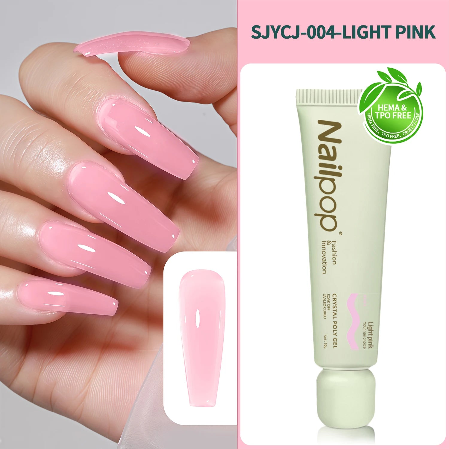 Nailpop Crystal Poly Nail Gel 6 Colors Builder Nails Extension Quick Qme SJYCJ-001-L Pink