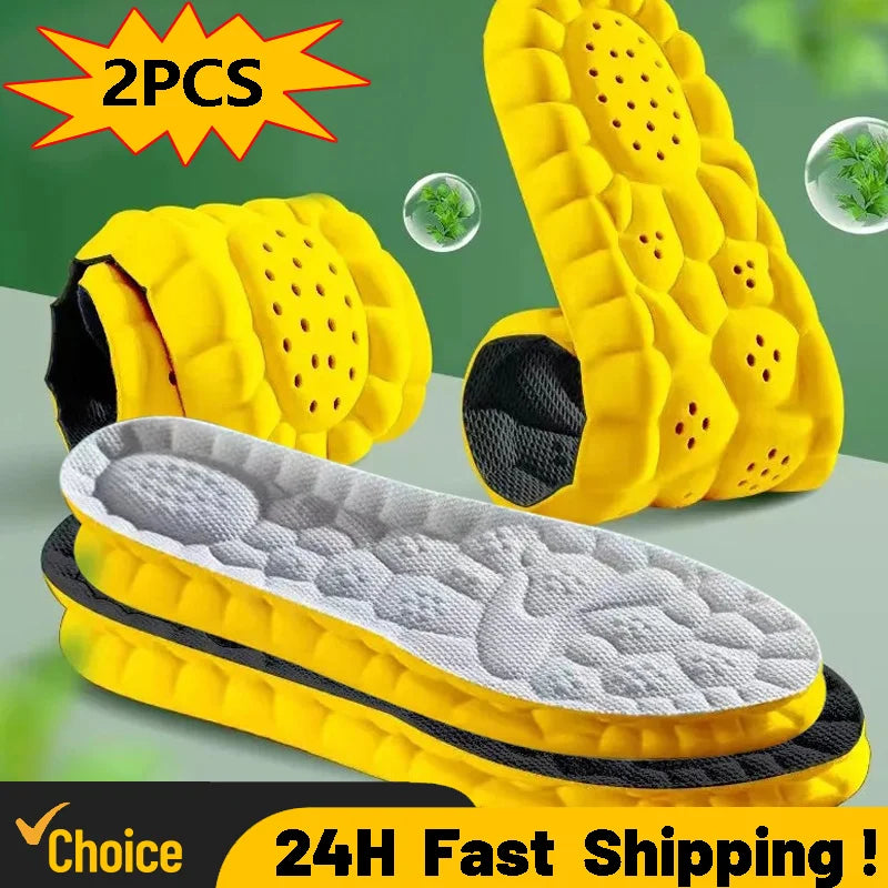 4D Cloud Technology Sports Insoles for Shoes PU Sole Soft Breathable Shock Absorption Cushion Running Orthopedic Care Insoles Qme