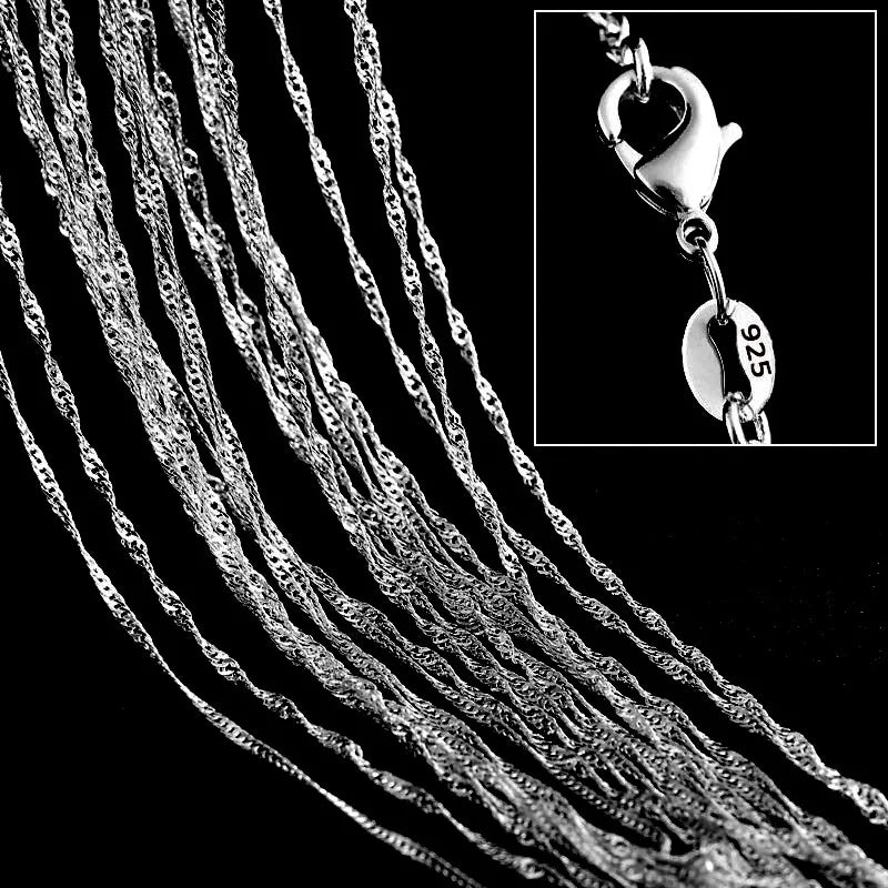 10PCS 18inch Rodium Color 925 Sterling Silver Stamp Charm Link Chain Necklace Jewelry with Strong Smooth Lobster Clasps Qme Default Title