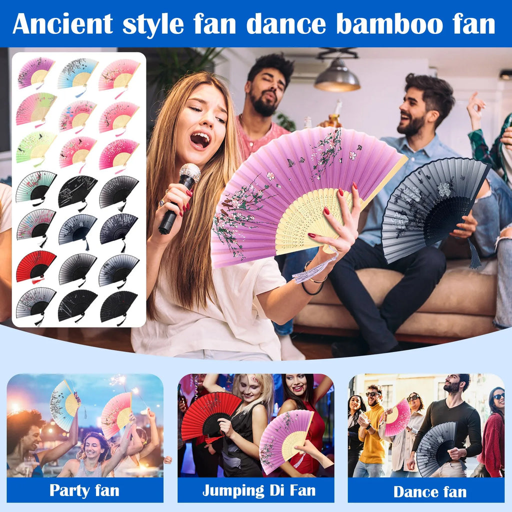Chinese Style Folding Wood Dance Fans Hollow Ribs Elegant Vintage Style Trim Handheld Fan Foldable Wedding Party Home Decor Qme