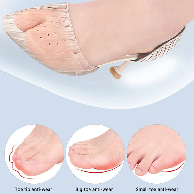 1 Pair Soft Forefoot Pads Silicone Gel Toe Protectors Soothing Qme