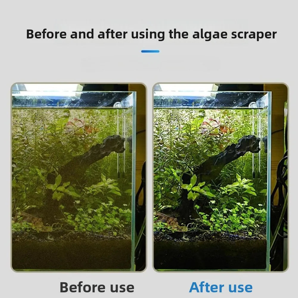 Household Fish Tank Dual Function Algae Sand Remover Glass Scraper Multifunctional Aquarium Accessories For Daily Tank Care Qme