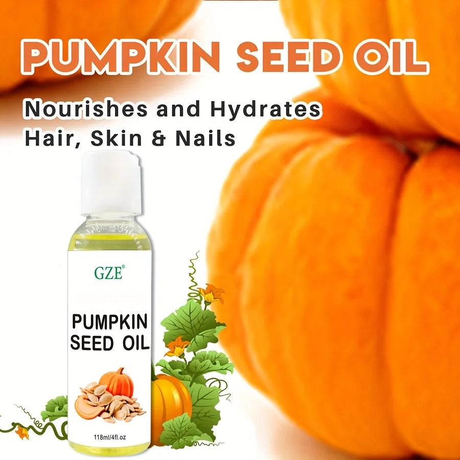 GZE Pumpkin Seed Carrier Oil Organic Pure Natural Cold Pressed Unrefined Oil for Skin, Hair, Body Qme