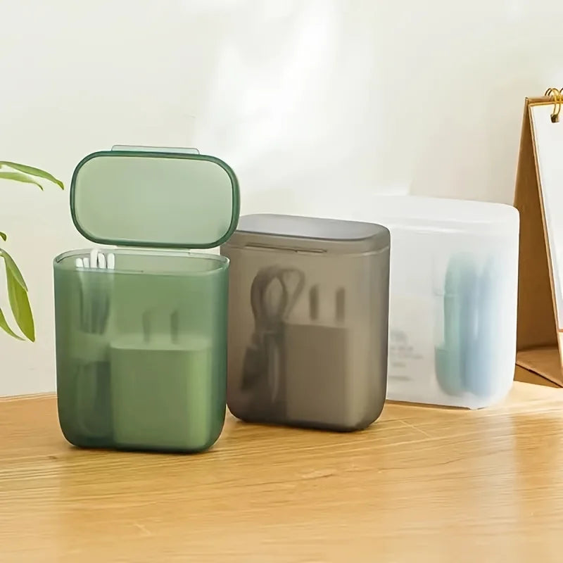 1 portable charger storage box, headphone data cable organizer, multifunctional portable desktop cable organizer, dust-proof cab Qme