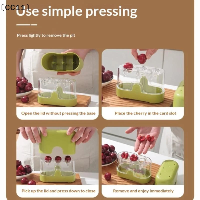 Cherry Pit Remover Plastic Stainless Steel Fruit Corer Handheld Press Qme