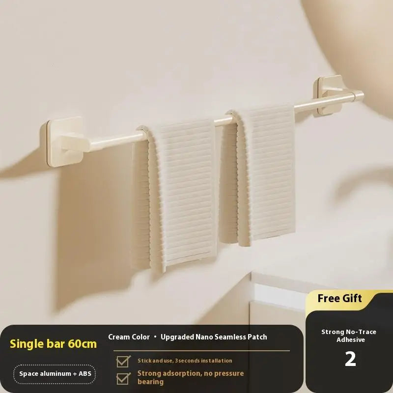 Bathroom Storage Rack Towel Organizer Wall-mounted Shelf Two Layer Qme One Layer White60cm
