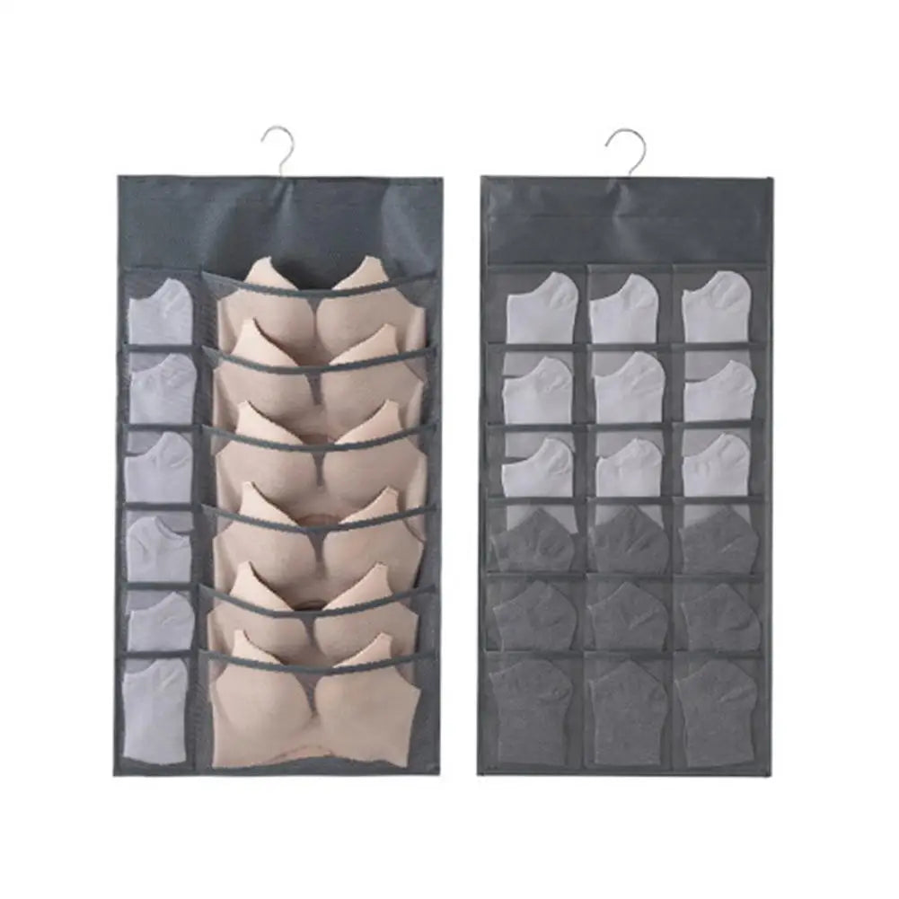 Space Saver Bag Bra Underwear Underpants Socks Wall Shelf Wardrobe Qme Grey
