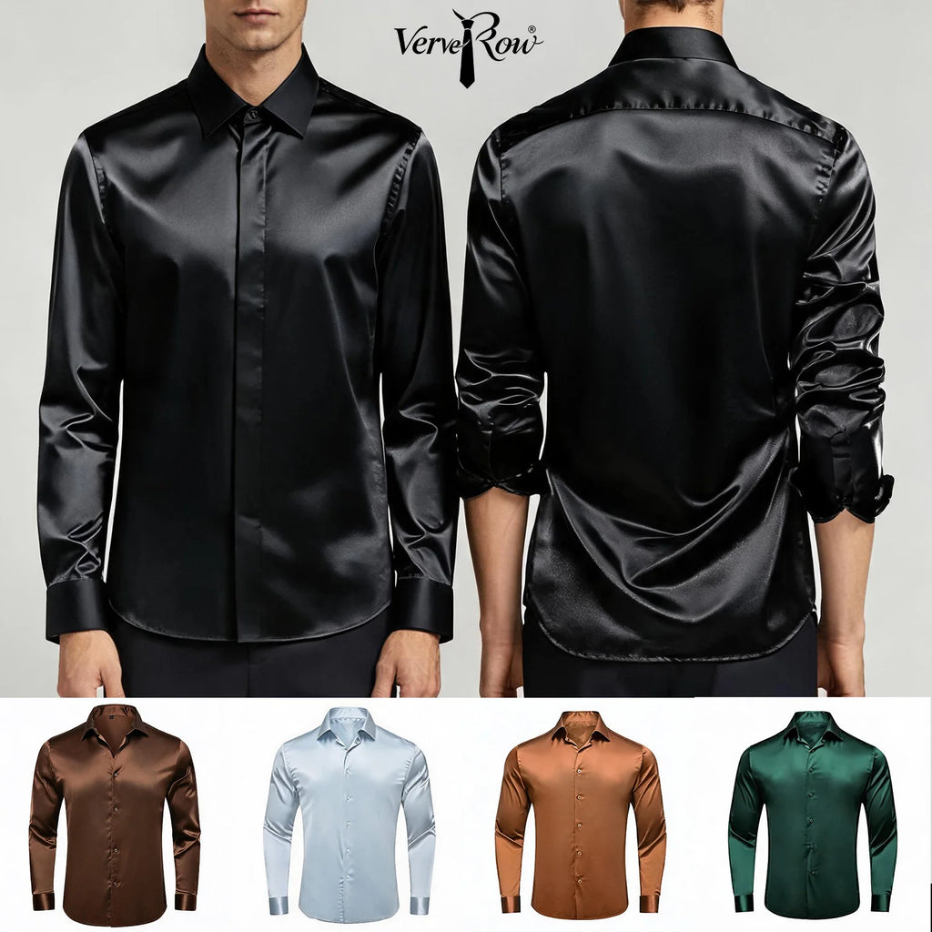 Solid LS Shirt Brown or Pink or Purple or Green or Blue or Black or Red Basic Button Office Daily Fit Qme