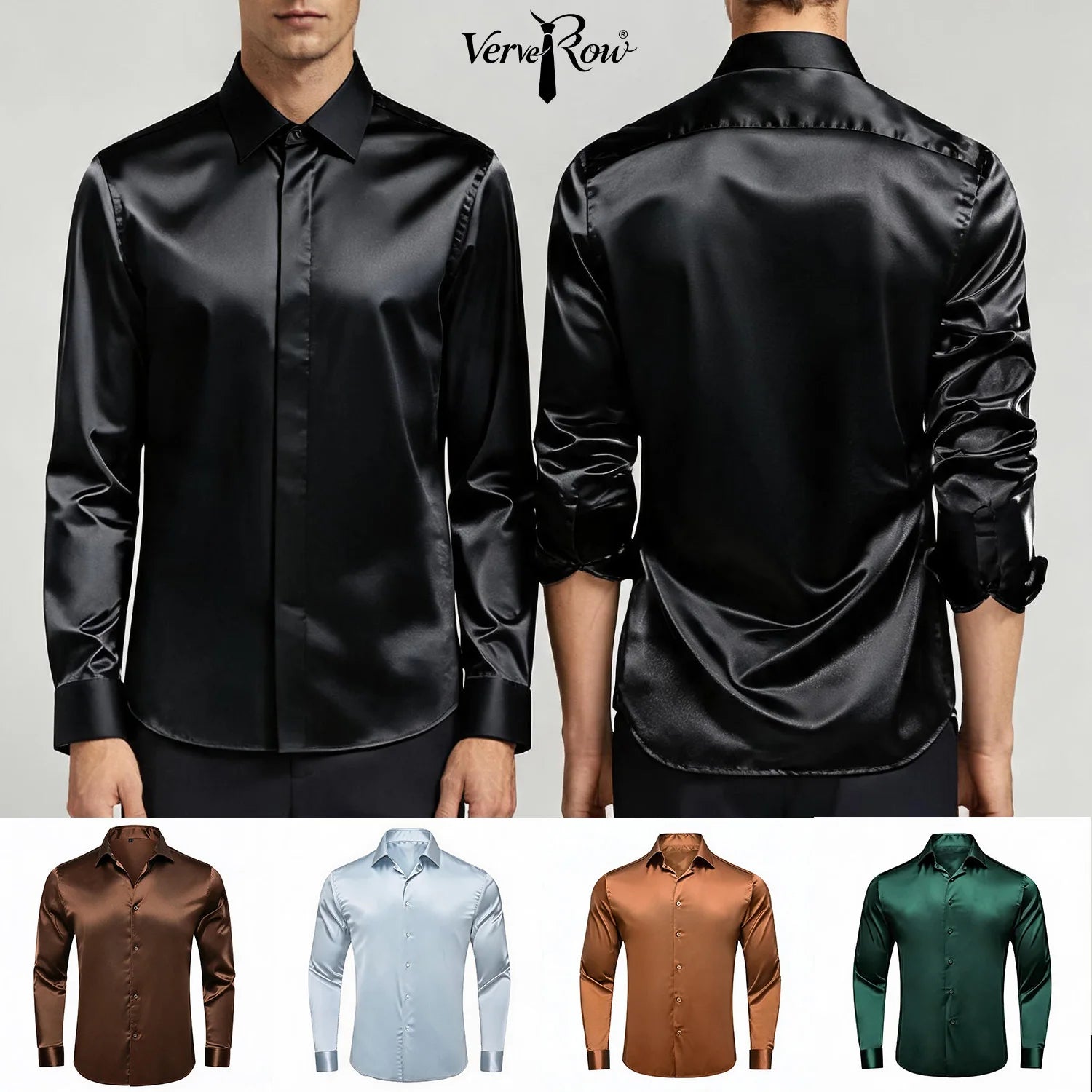 Solid LS Shirt Brown or Pink or Purple or Green or Blue or Black or Red Basic Button Office Daily Fit Qme