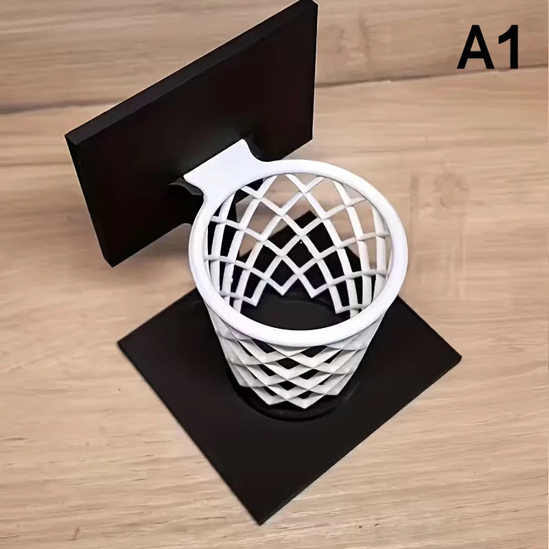 Creative Basketball Hoop Pen Holder Desktop Organizer School Office Qme A1