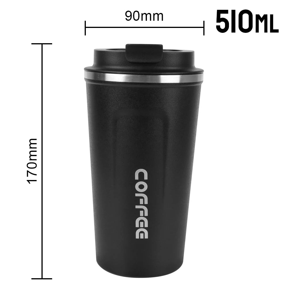 Mug Car Thermos 380 Leak Proof Travel Thermo Cup Tea Water Coffee Qme 510ML Black 401-500ml