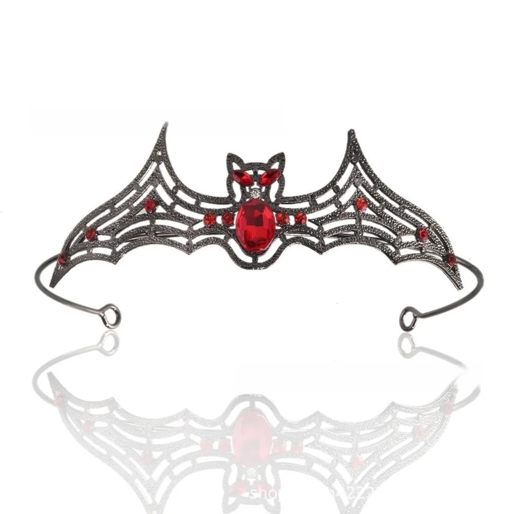 Simple Metal Halloween Bat Hairband Sparkling Multicolor Rhinestone Crowns Cosplay Props Dark Halloween Tiara Ladies Qme Style 8