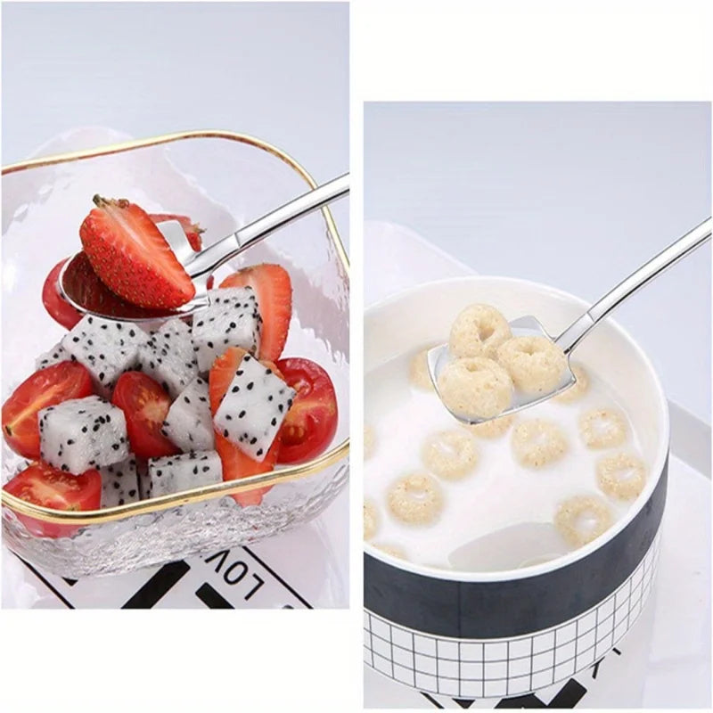 4 pieces of thickened creative stainless steel spatulas, ice cream and fruit spoons, cute scraper spoons, dessert spoons, Qme