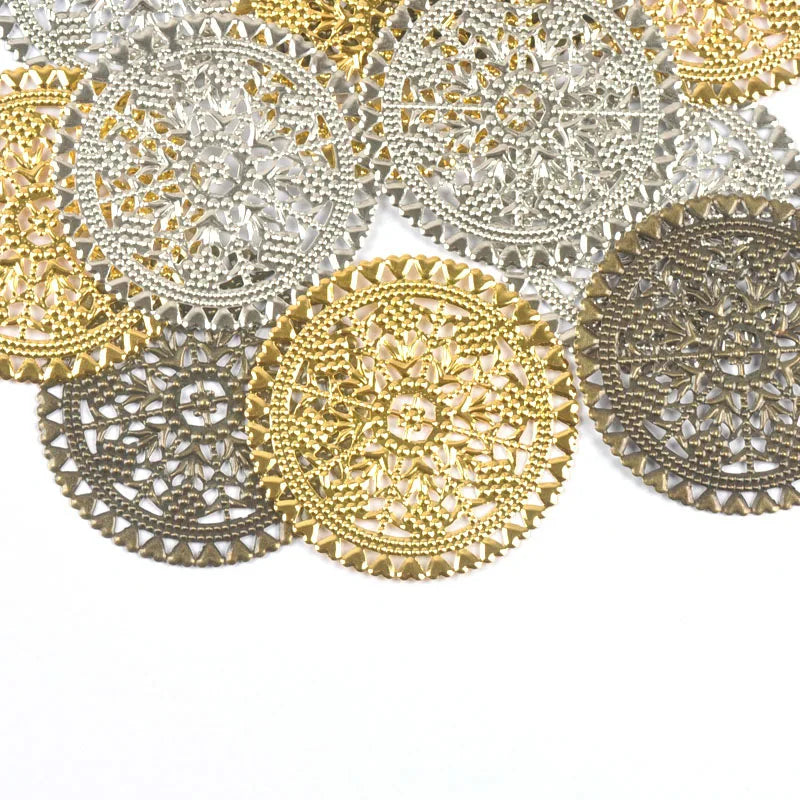 10Pcs Round Metal Crafts Filigree Flower Wraps Connectors For Making Scrapbook DIY Embellishments Handicraft Home Decor yk0896 Qme