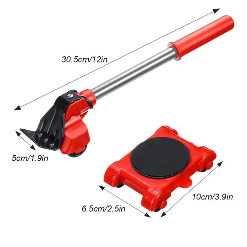 HEE RAK 5Pcs/Set Heavy Duty Furniture Lifter Mover Roller with Wheel Bar Moving Device Lift Helper Furniture Move Transport Tool Qme