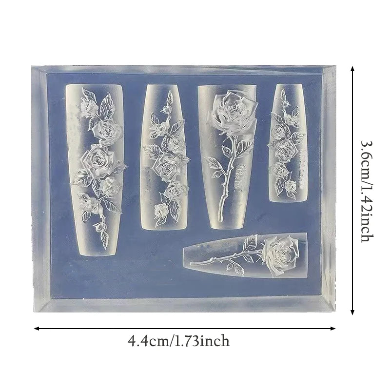 Flexible Silicone Nail Art Molds Rose Flower Charm Professional Qme one size