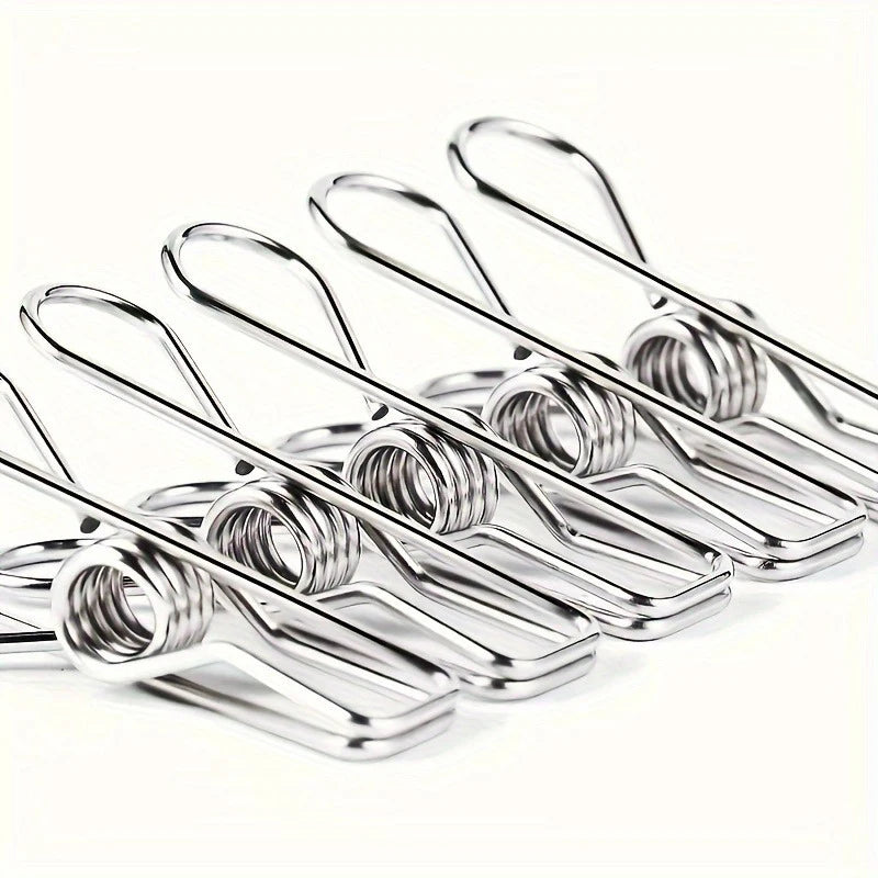 20pcs Stainless Steel Clothes Pins, Durable Clothes Pegs, Multi-Purpose Metal Wire Utility Clips For Laundry Home Kitchen Qme 20PCS