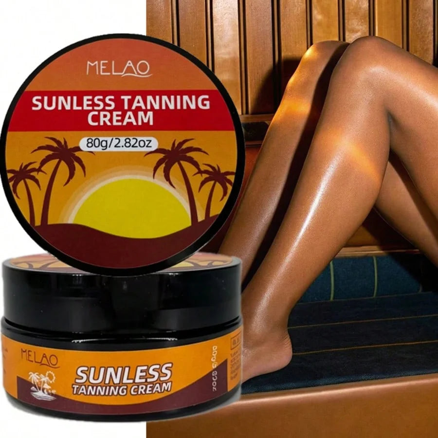 MELAO True Color Sunless Tanning Cream - Natural Looking Tan, No Damage to Skin, Streak-Free Self Tanner for Face & Body Qme