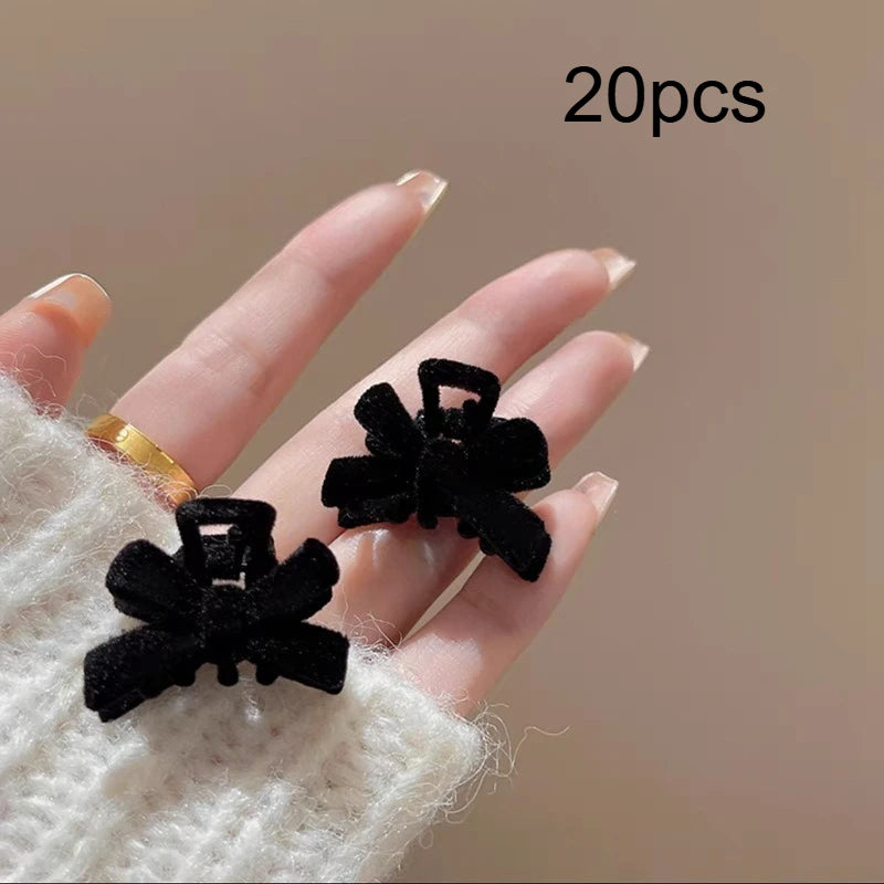 Butterfly Hair Claws-Bow Hair Clips For Women,Elegant Princess Grip Clamps,Sweet Minimalist Style Barrettes Qme Black 20pcs