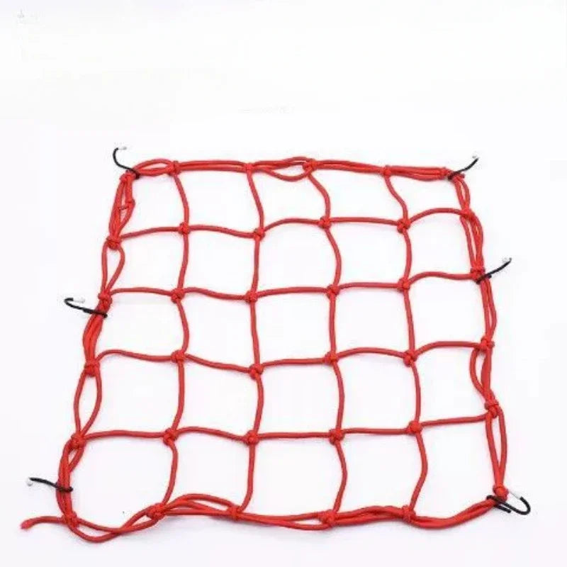 Motorcycle Luggage Net Bike 6 Hooks Hold Down Fuel Tank Luggage Mesh Web Styling High Quality moto adjustable Cargo Net Qme Red
