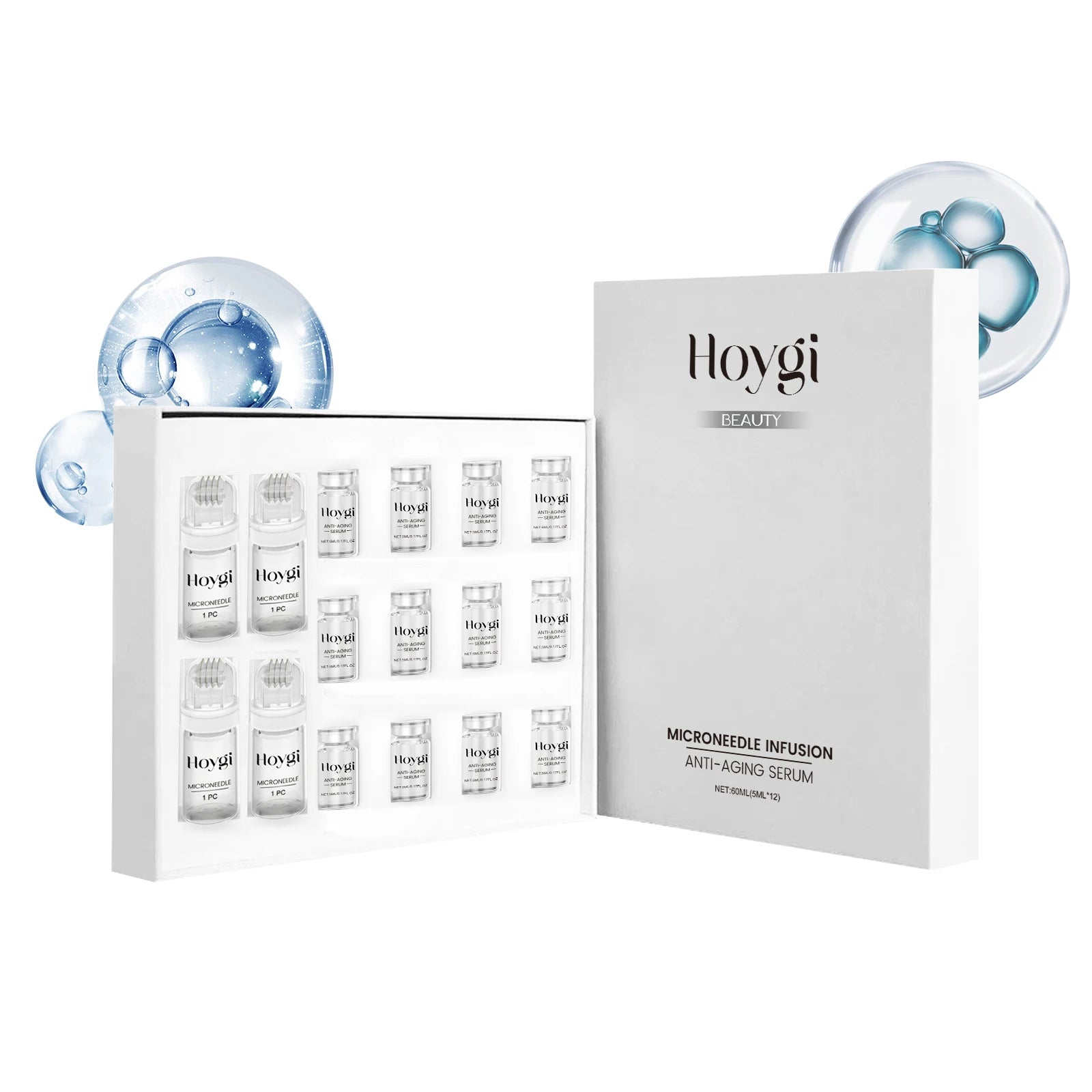 Firming Facial Serum Set with Microneedle Roller Anti-Aging Tightening Hydrating Facial Essence Fade Smoothing Skin Beauty Qme
