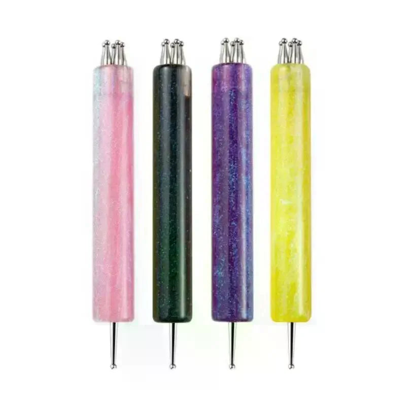 Double End Nail Dotting Pen Five Petal Flower Design Lightweight Qme