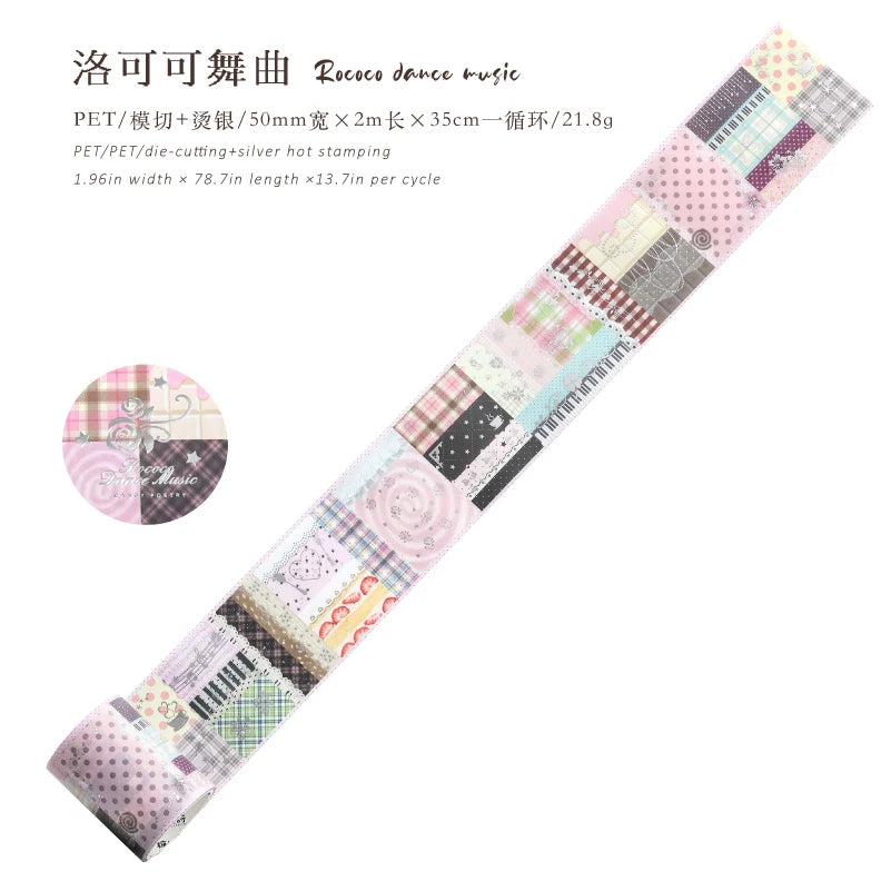 TIANZI 50mmx2m Cartoon Die-Cut Masking Tape Creative Filmstrip Stationery for Card Scrapbooking Stickers Journaling Qme C 2 Rolls
