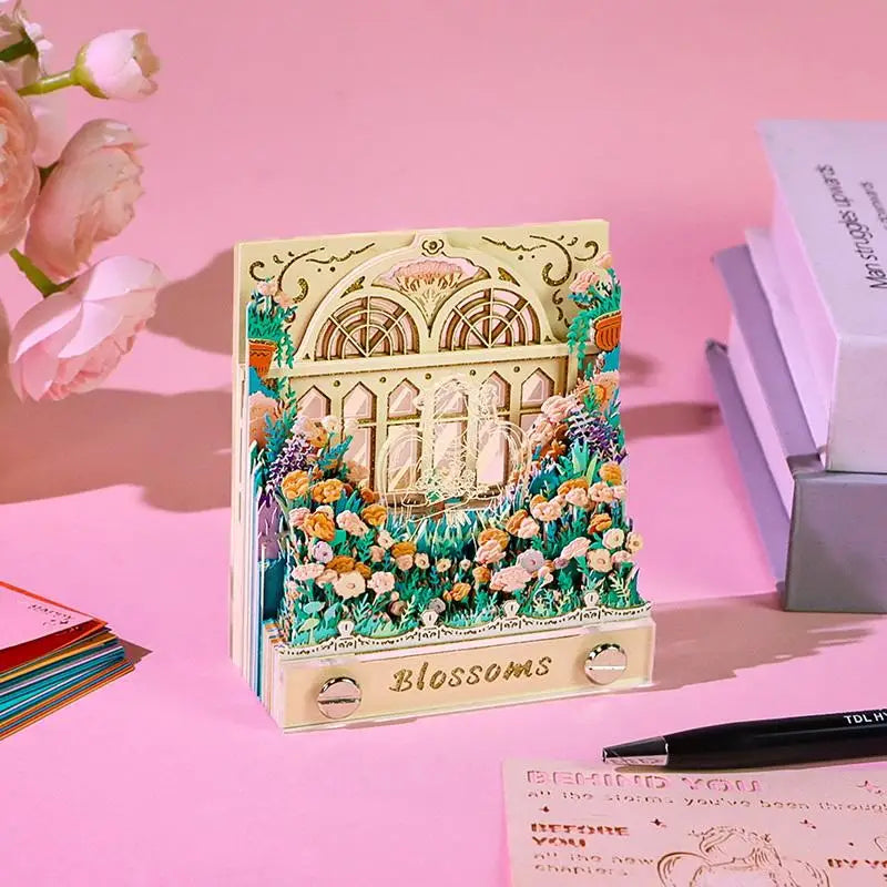 Time Calendar 2027 Desk LED Light 3D Tear-away Paper Carving Art Memo Qme
