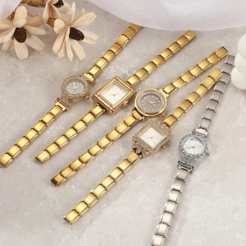 Fashion Italian Elastic Charm DIY 9mm Width Stainless Round Watch Women's Bracelet Bangle For Party Friend Birthday Jewelry Gift Qme