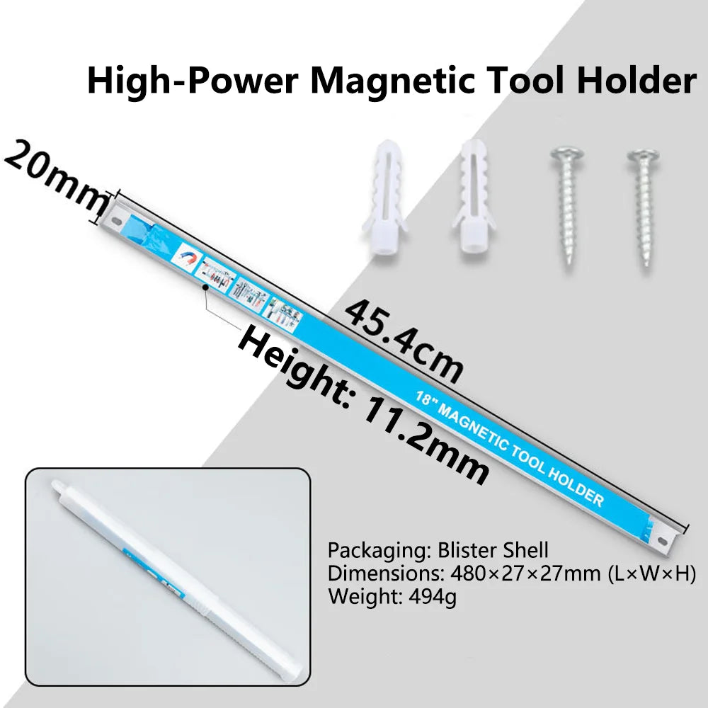 Heavy Duty Magnetic Tool Bar Strong Magnet Strip for Hardware & Knife Storage Wall Mount Rack for Garage Workshop Qme 18 inches