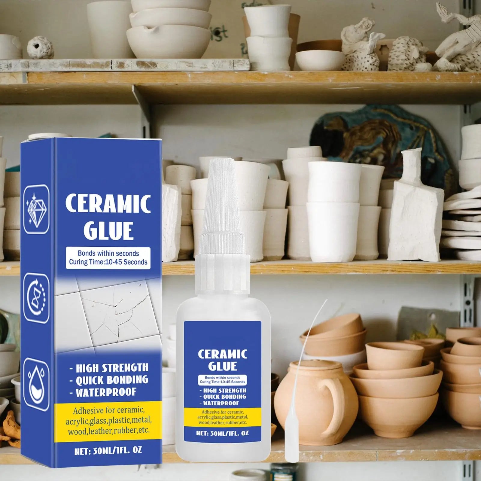 Ceramic Repair Glue Ceramic Sealant Pottery Glue Waterproof 30ml Glass Glue DIY Crafts Strong Adhesive Clear Glue for Pottery Qme