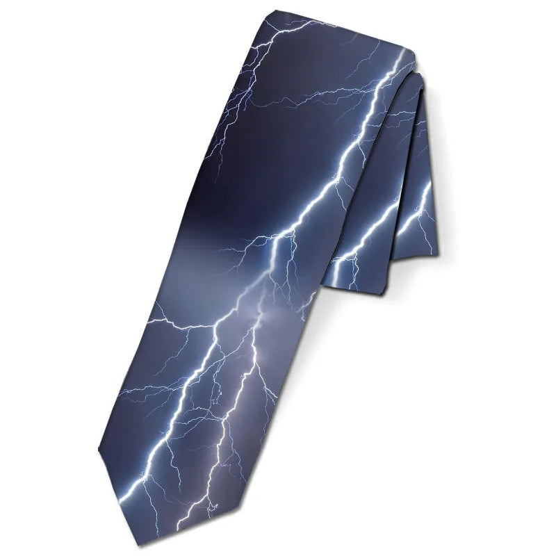 Funny Lightning Print Fashion Tie Boys Business Party Wide Polyester Qme style5