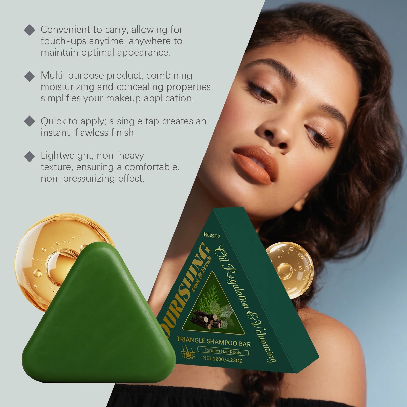 Nature Triangle Shampoo Bar Relieve Scalp Itching Refreshing Oil Control Remove Dandruff Improve Hair Loss Care Green Hair Soap Qme