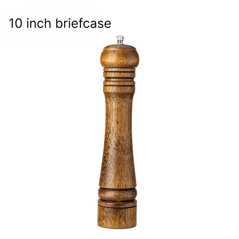 A 5 8 10 Inch Manual Oak Spice Grinder Bottle, Pepper Zanthoxylum Mill, Household Fresh Ground Pepper Seasoning Container Qme